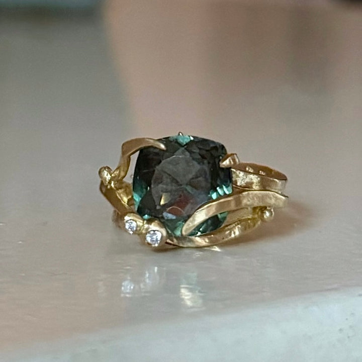 Floating Indigolite Ring